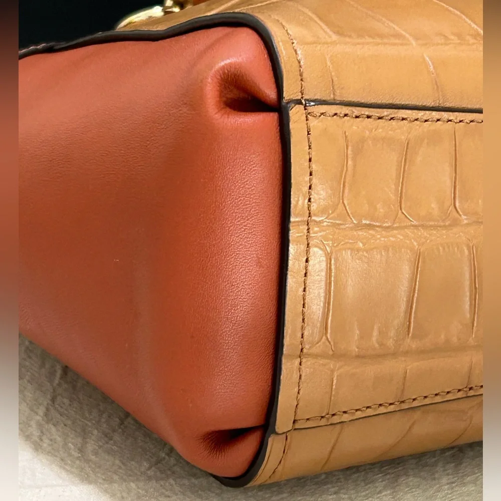 COACH Brooke Mini Croc Embossed and Smooth Leather in Colorblock Xbody/Satchel - Picture 12 of 14